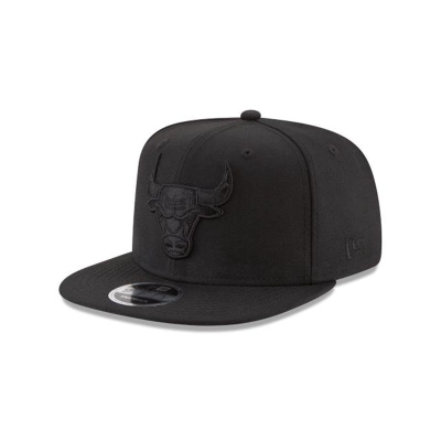 Black Chicago Bulls Hat - New Era NBA Black On Black High Crown 9FIFTY Snapback Caps USA1453279